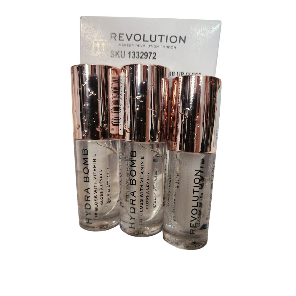 Revolution Hydra Bomb Lip Gloss Clear Shine With Vitamin E 0.16 fl oz 3 set
